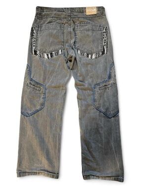 Red Ape Authentic‎ Vintage Y2K Gray Embroidered Baggy Jeans Size 36
